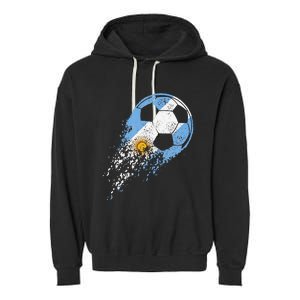 Argentina Soccer Argentinian Flag Pride Soccer Player Garment-Dyed Fleece Hoodie