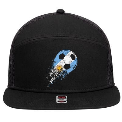 Argentina Soccer Argentinian Flag Pride Soccer Player 7 Panel Mesh Trucker Snapback Hat