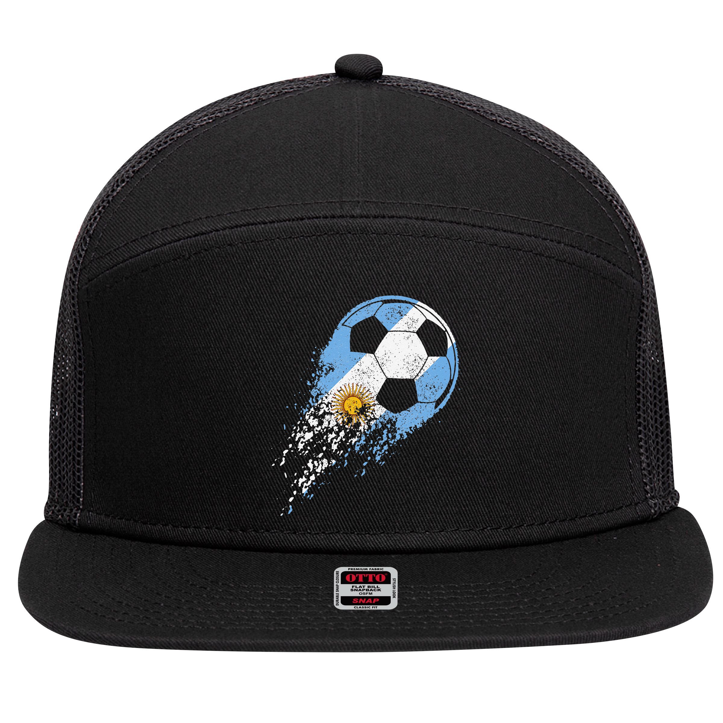 Argentina Soccer Argentinian Flag Pride Soccer Player 7 Panel Mesh Trucker Snapback Hat