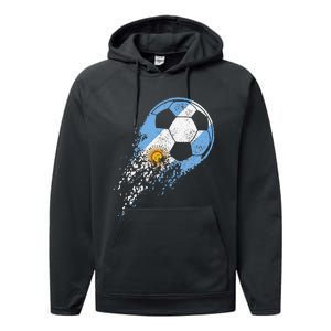 Argentina Soccer Argentinian Flag Pride Soccer Player Performance Fleece Hoodie