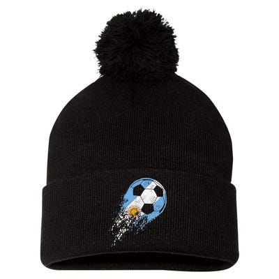 Argentina Soccer Argentinian Flag Pride Soccer Player Pom Pom 12in Knit Beanie