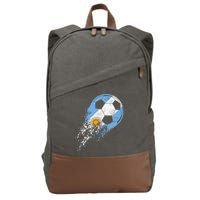 Argentina Soccer Argentinian Flag Pride Soccer Player Cotton Canvas Backpack