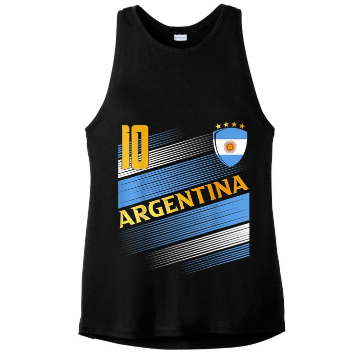 Argentina Soccer Argentinian Flag Football Retro 10 Jersey Ladies PosiCharge Tri-Blend Wicking Tank