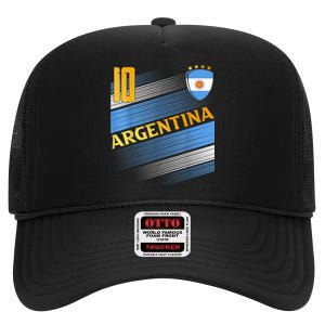 Argentina Soccer Argentinian Flag Football Retro 10 Jersey High Crown Mesh Back Trucker Hat