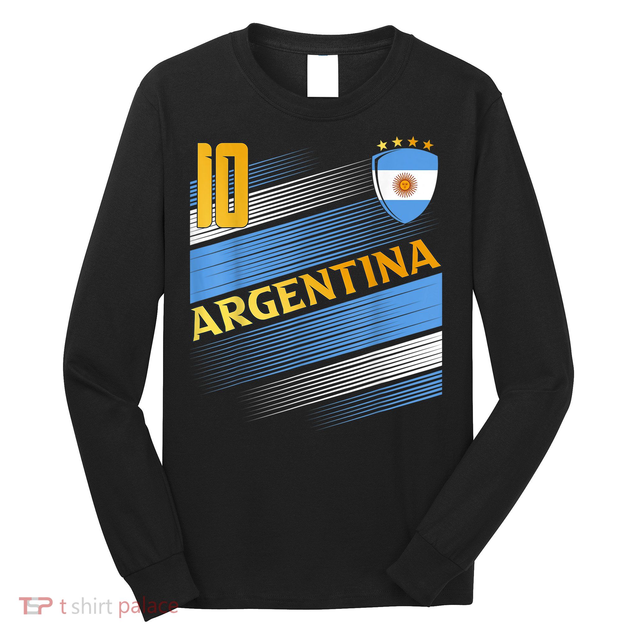 Argentina Soccer Argentinian Flag Football Retro 10 Jersey Long Sleeve Shirt
