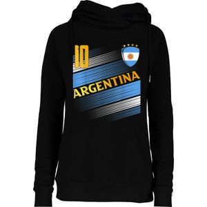 Argentina Soccer Argentinian Flag Football Retro 10 Jersey Womens Funnel Neck Pullover Hood