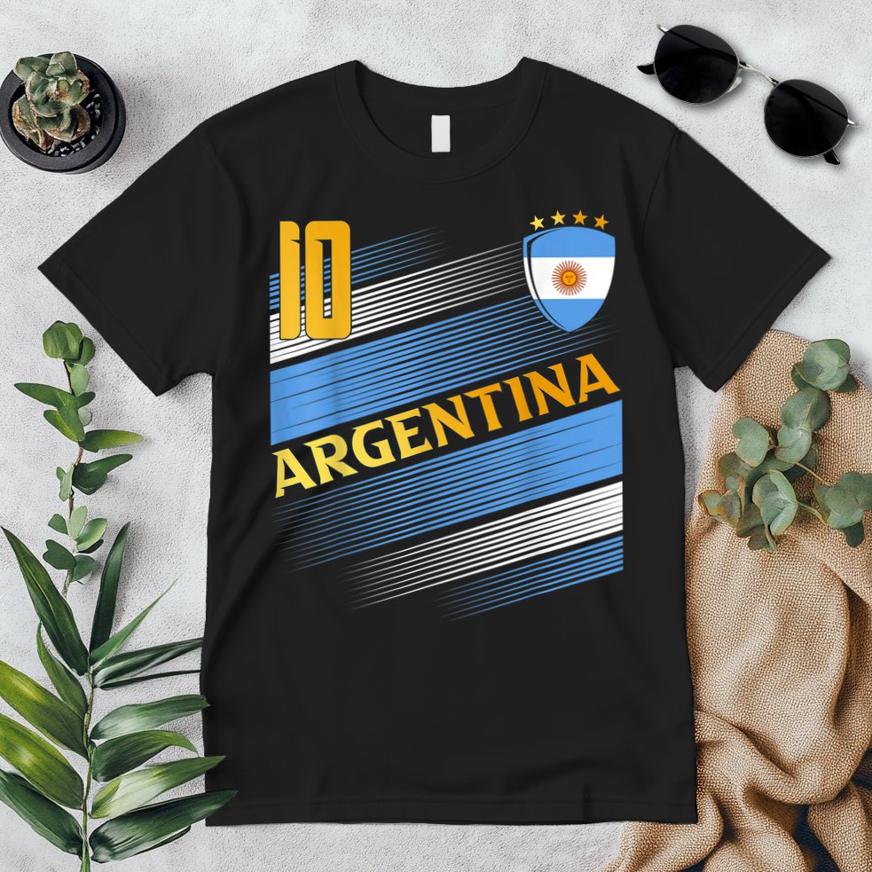 Argentina Soccer Argentinian Flag Football Retro 10 Jersey Premium T-Shirt