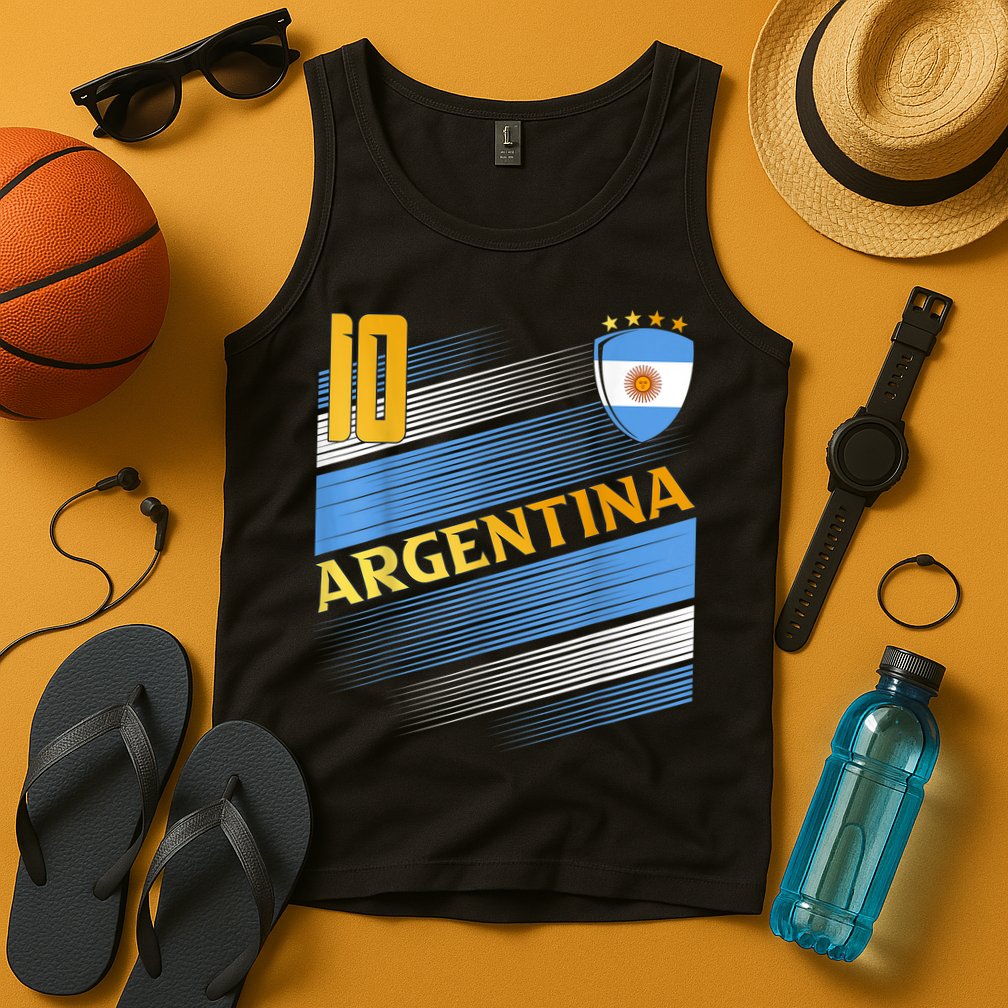 Argentina Soccer Argentinian Flag Football Retro 10 Jersey Tank Top