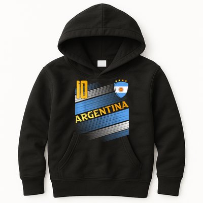 Argentina Soccer Argentinian Flag Football Retro 10 Jersey Kids Hoodie