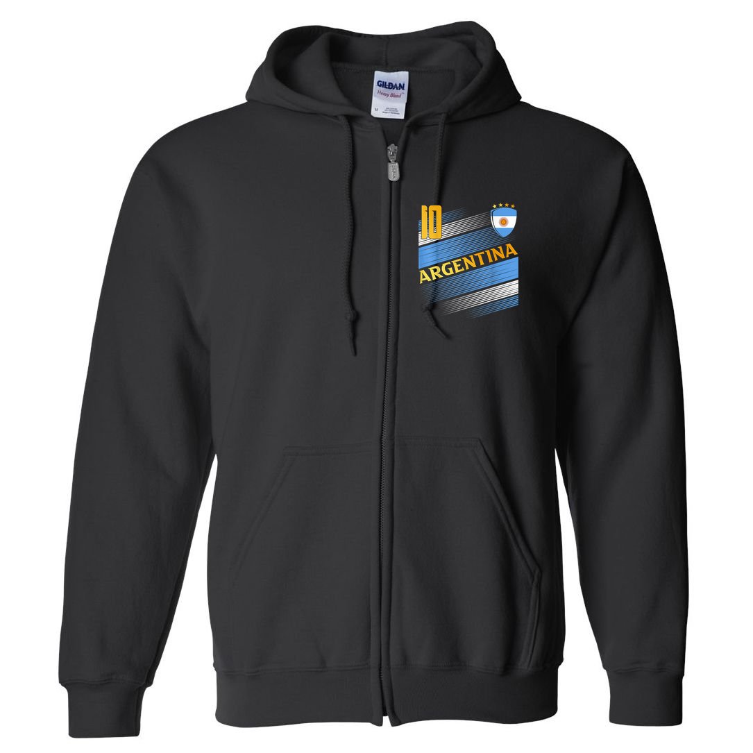 Argentina Soccer Argentinian Flag Football Retro 10 Jersey Full Zip Hoodie