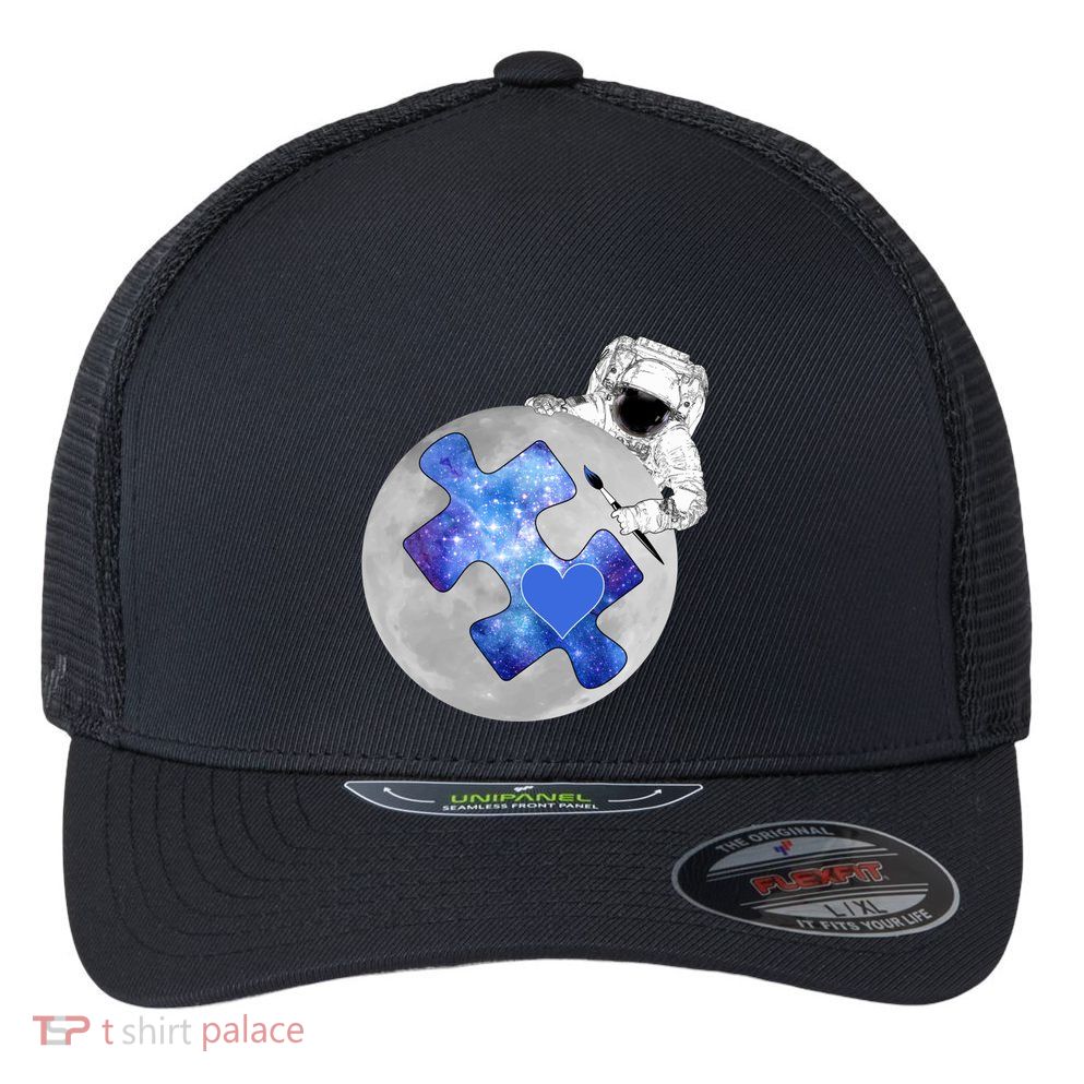 Autism Space Awareness Astronaut Funny Gift Flexfit Unipanel Trucker Cap