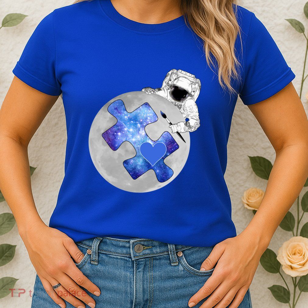 Autism Space Awareness Astronaut Funny Gift Womens T-Shirt