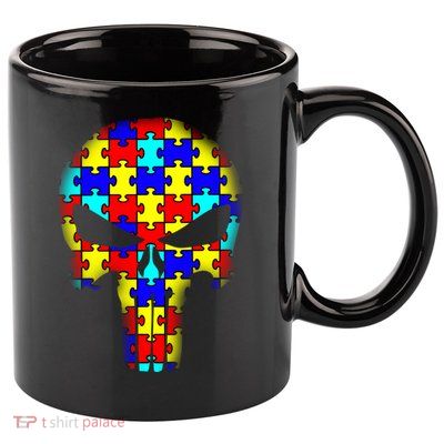 Autism Skull 11oz C Handle Ceramic Mug
