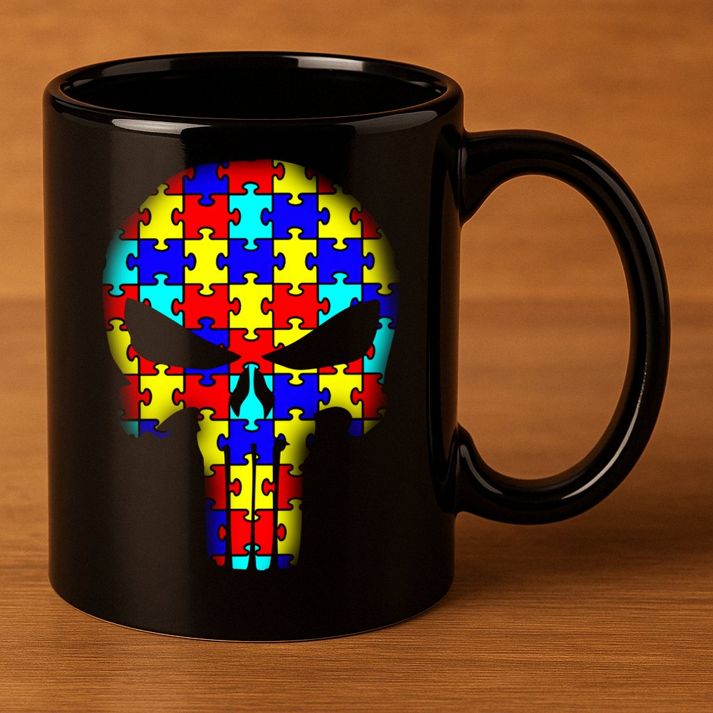 Autism Skull 11oz C Handle Ceramic Mug