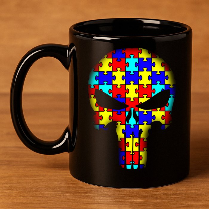 Autism Skull 11oz C Handle Ceramic Mug