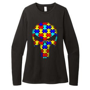 Autism Skull Womens CVC Long Sleeve Shirt