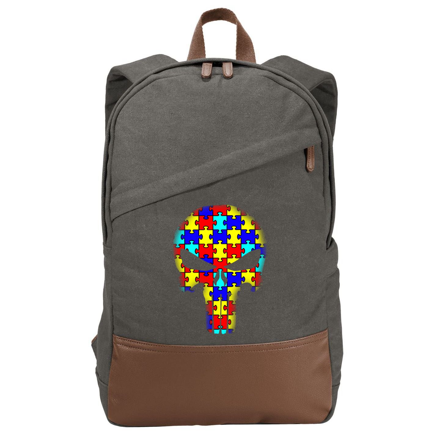 Autism Skull Cotton Canvas Backpack