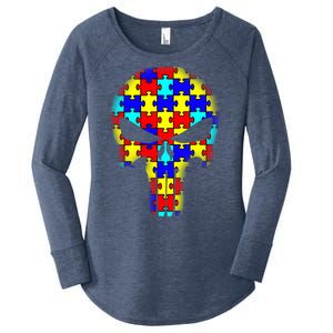 Autism Skull Women's Perfect Tri Tunic Long Sleeve Shirt