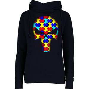 Autism Skull Womens Funnel Neck Pullover Hood