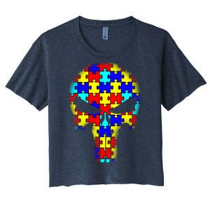 Autism Skull Women's Crop Top Tee