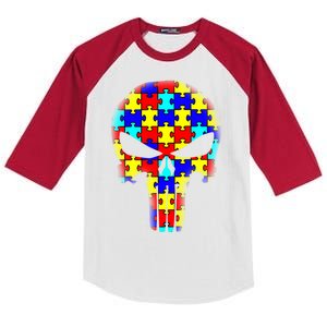 Autism Skull Kids Colorblock Raglan Jersey