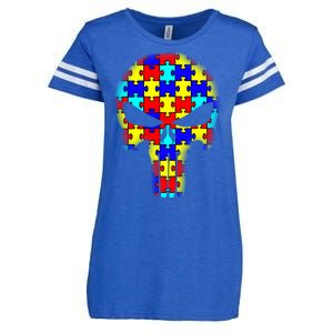 Autism Skull Enza Ladies Jersey Football T-Shirt