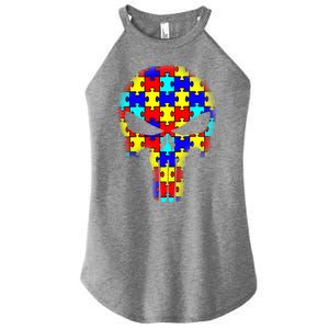 Autism Skull Women's Perfect Tri Rocker Tank