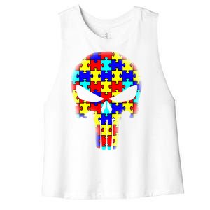 Autism Skull Women's Racerback Cropped Tank