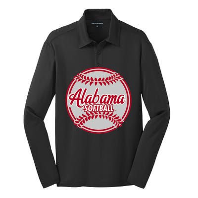 Alabama Softball = Silk Touch Performance Long Sleeve Polo