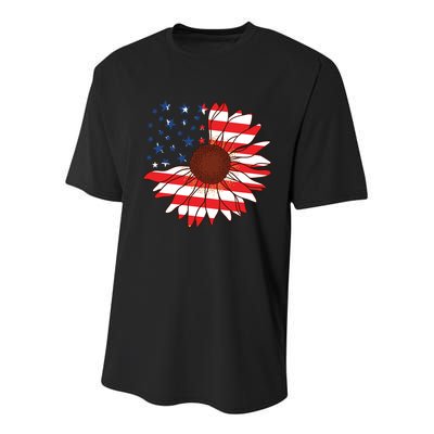 American Sunflower America Flag Stars And Stripes Flower Gift Youth Performance Sprint T-Shirt