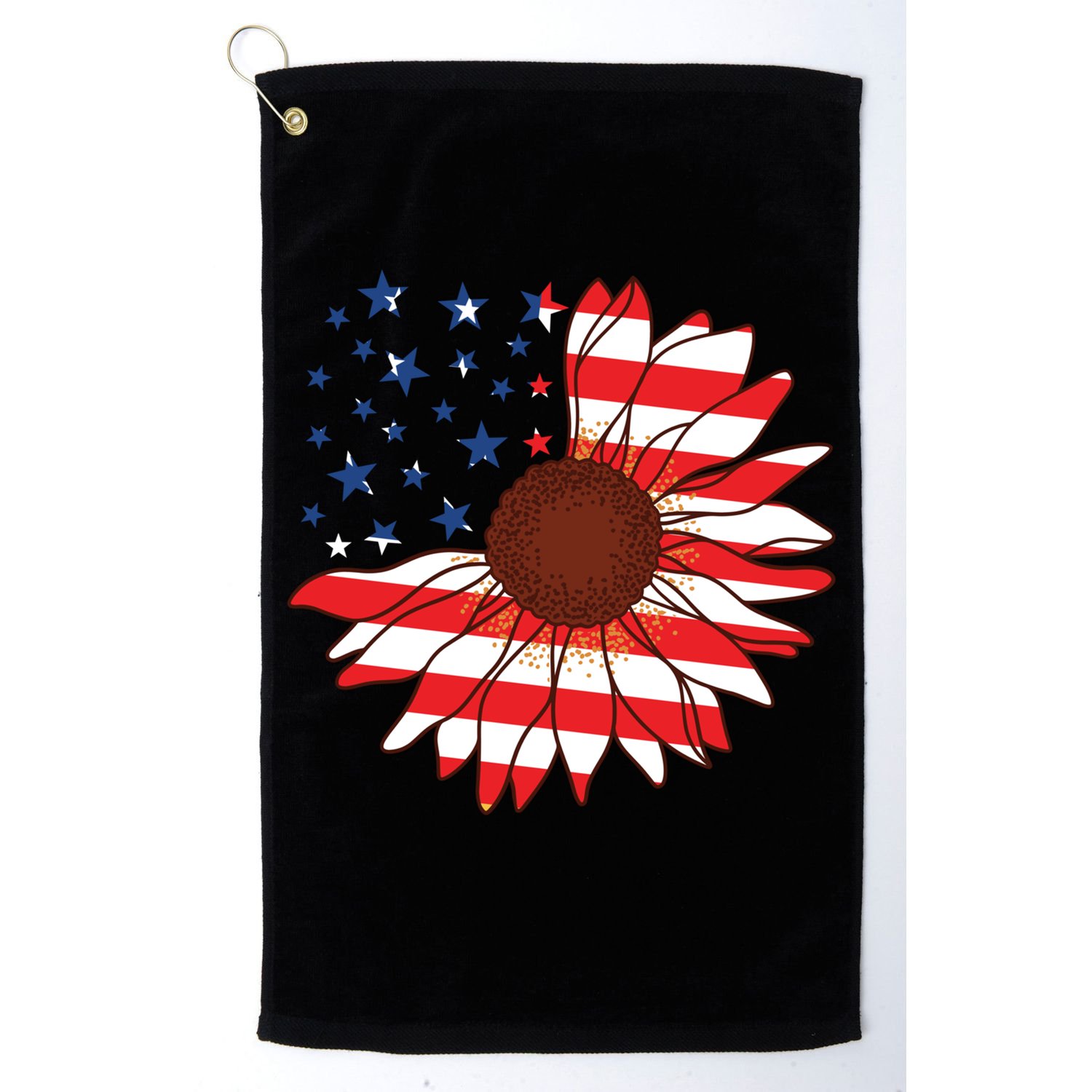 American Sunflower America Flag Stars And Stripes Flower Gift Golf Towel