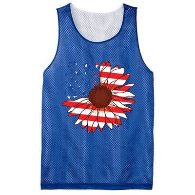 American Sunflower America Flag Stars And Stripes Flower Gift Mesh Reversible Basketball Jersey Tank