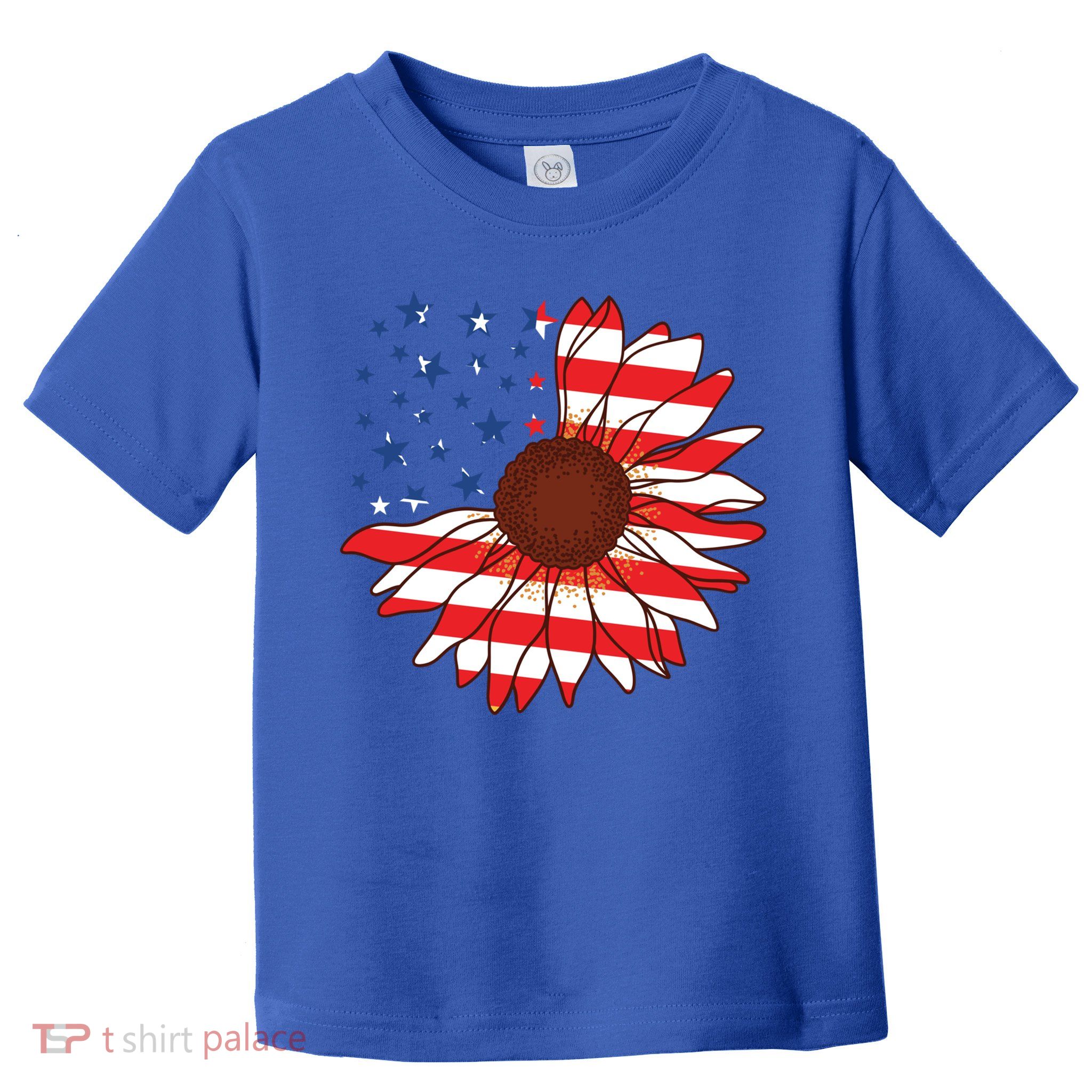 American Sunflower America Flag Stars And Stripes Flower Gift Toddler T-Shirt