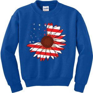 American Sunflower America Flag Stars And Stripes Flower Gift Kids Sweatshirt