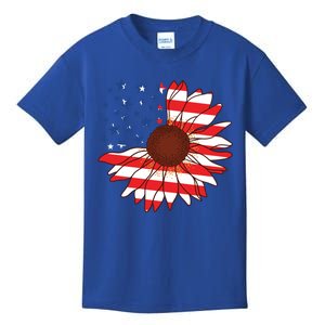 American Sunflower America Flag Stars And Stripes Flower Gift Kids T-Shirt