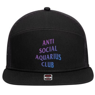 Anti Social Aquarius Club Birth Sign Aquarius Zodiac Cute Gift 7 Panel Mesh Trucker Snapback Hat