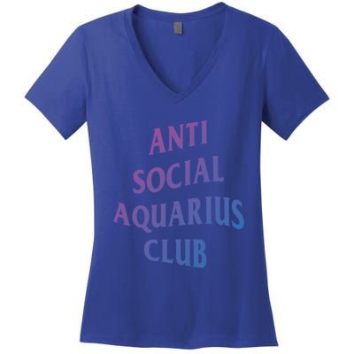 Anti Social Aquarius Club Birth Sign Aquarius Zodiac Cute Gift Women's V-Neck T-Shirt