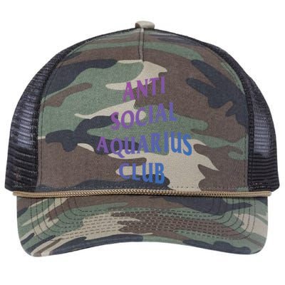 Anti Social Aquarius Club Birth Sign Aquarius Zodiac Cute Gift Retro Rope Trucker Hat Cap