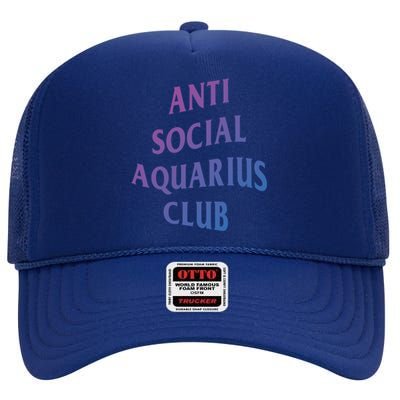 Anti Social Aquarius Club Birth Sign Aquarius Zodiac Cute Gift High Crown Mesh Back Trucker Hat