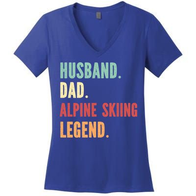 Alpine Skiing Athlete Dad Husband Father Gift Women's V-Neck T-Shirt