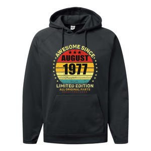 Awesome Since August 1977 46th Birthday Retro Sunset Performance Fleece Hoodie