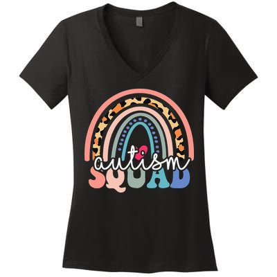 Autism Squad Autism Awareness Support Kindness Women's V-Neck T-Shirt