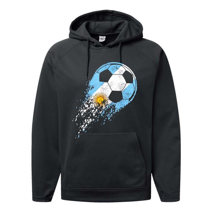 Argentina Soccer Argentinian Flag Pride Soccer Player Performance Fleece Hoodie