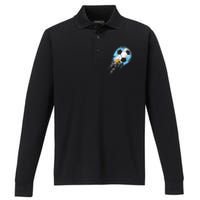 Argentina Soccer Argentinian Flag Pride Soccer Player Performance Long Sleeve Polo