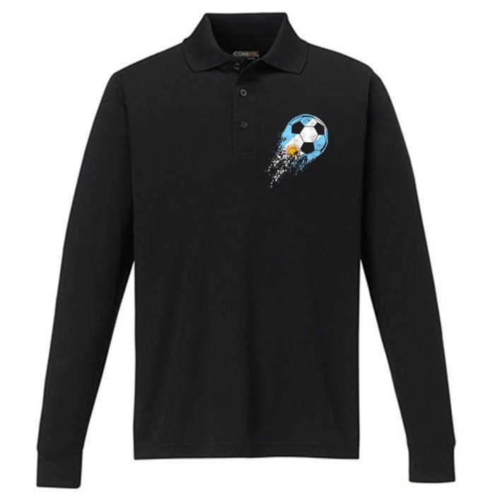 Argentina Soccer Argentinian Flag Pride Soccer Player Performance Long Sleeve Polo