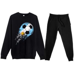 Argentina Soccer Argentinian Flag Pride Soccer Player Premium Crewneck Sweatsuit Set