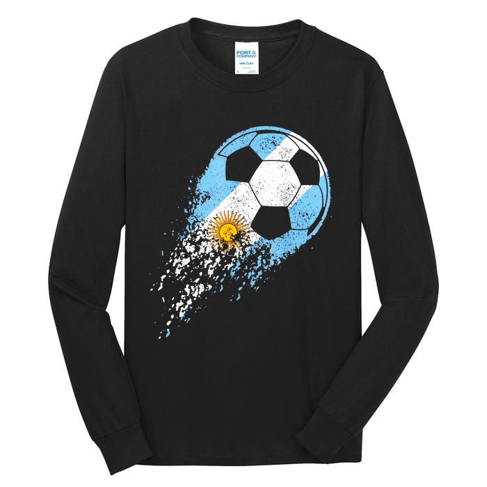 Argentina Soccer Argentinian Flag Pride Soccer Player Tall Long Sleeve T-Shirt