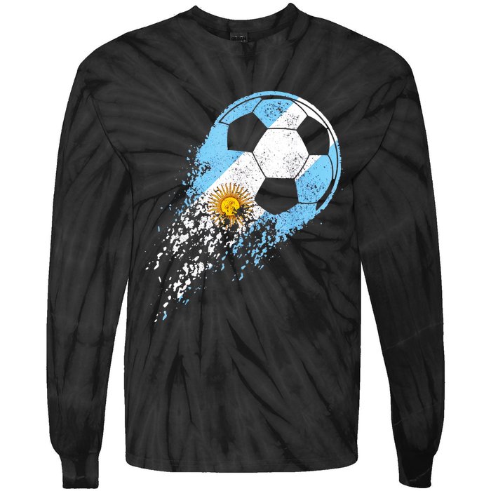 Argentina Soccer Argentinian Flag Pride Soccer Player Tie-Dye Long Sleeve Shirt