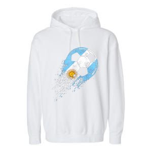 Argentina Soccer Argentinian Flag Pride Soccer Player Garment-Dyed Fleece Hoodie