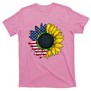 American Sunflower American Flag 4th Of July T-Shirt